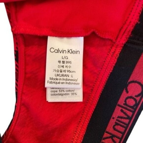 Calvin Klein Modern Cotton Holiday Red Plaid Unlined Bralette Size L NWT $30 - Picture 4 of 4